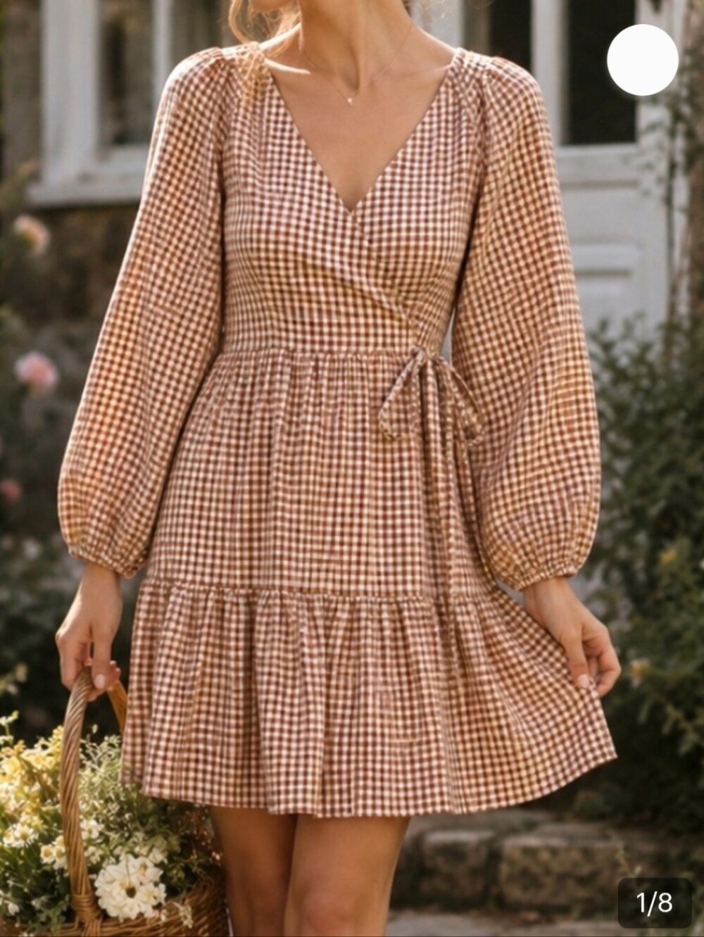 Madewell Brown Gingham Wrap Dress Sz M